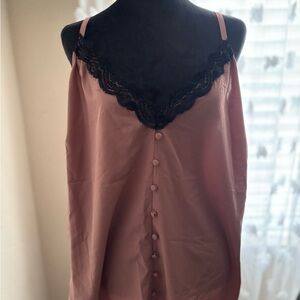 Lace Trim Satin Camisole Top